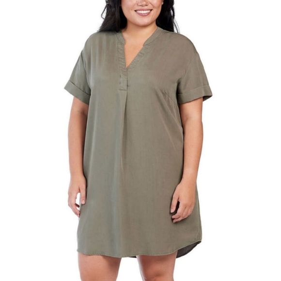 Hilary Radley Tencel Olive Short Sleeve Dress New With Tags - Picture 1 of 11